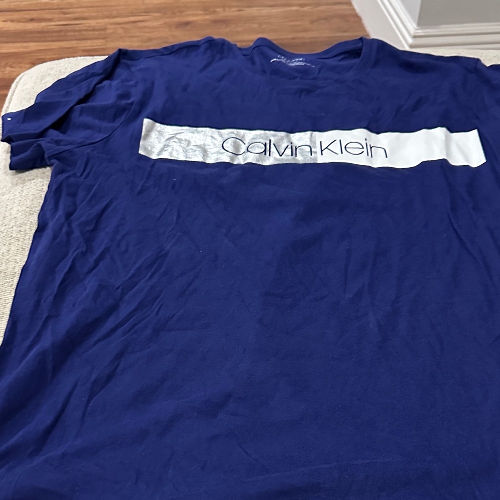 Calvin Klein Blue Short Sleeve Tee with Stripe